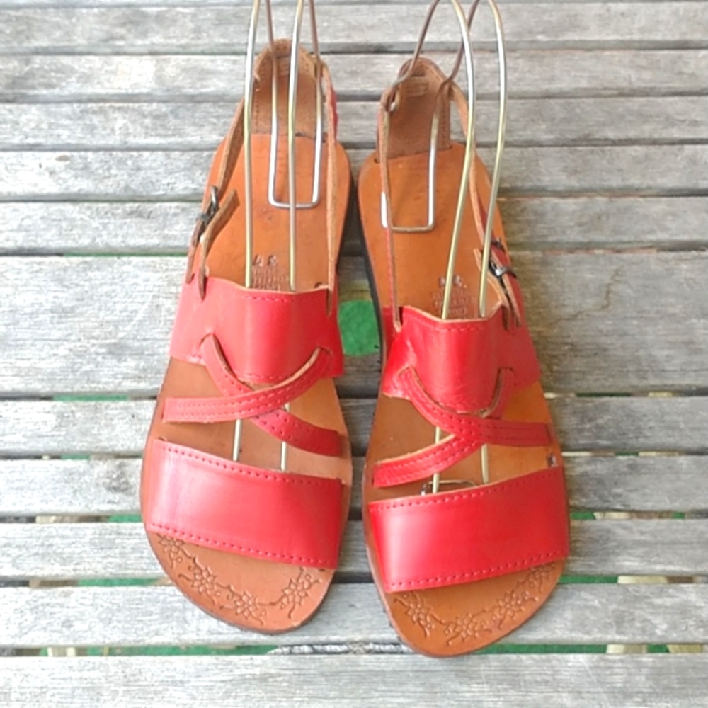 Red Leather Sandals Size 37/7